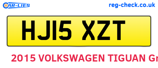 HJ15XZT are the vehicle registration plates.