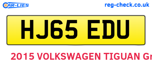 HJ65EDU are the vehicle registration plates.