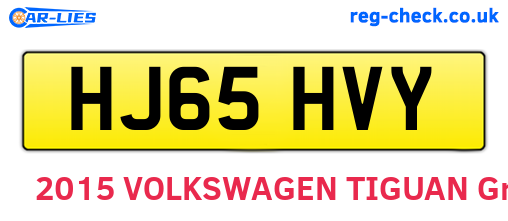 HJ65HVY are the vehicle registration plates.