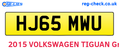 HJ65MWU are the vehicle registration plates.