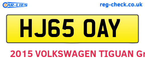 HJ65OAY are the vehicle registration plates.