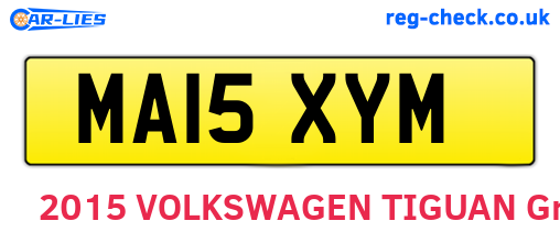 MA15XYM are the vehicle registration plates.