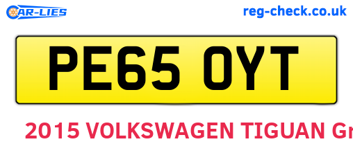 PE65OYT are the vehicle registration plates.