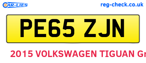PE65ZJN are the vehicle registration plates.