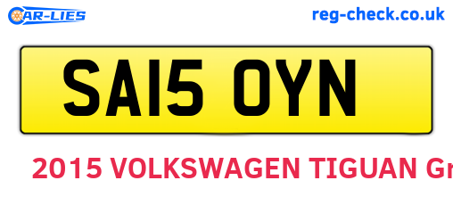 SA15OYN are the vehicle registration plates.