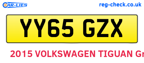 YY65GZX are the vehicle registration plates.