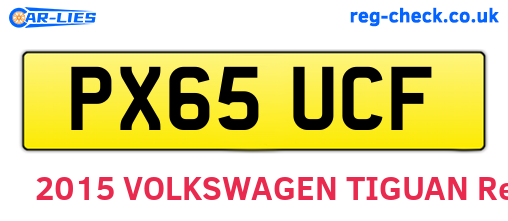 PX65UCF are the vehicle registration plates.