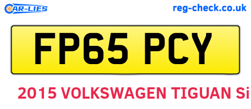 FP65PCY are the vehicle registration plates.