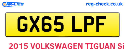 GX65LPF are the vehicle registration plates.