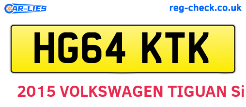 HG64KTK are the vehicle registration plates.
