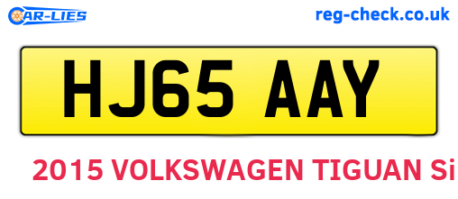 HJ65AAY are the vehicle registration plates.