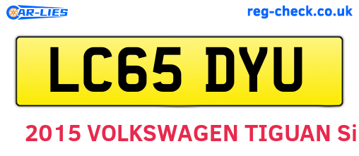 LC65DYU are the vehicle registration plates.