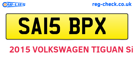 SA15BPX are the vehicle registration plates.