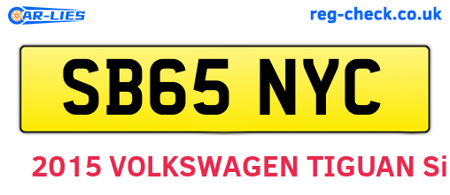 SB65NYC are the vehicle registration plates.