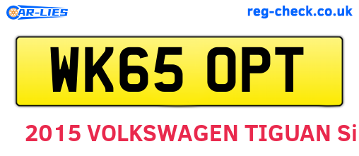 WK65OPT are the vehicle registration plates.