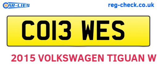 CO13WES are the vehicle registration plates.