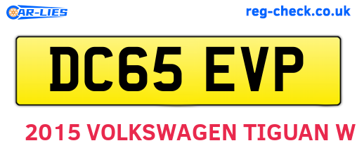 DC65EVP are the vehicle registration plates.