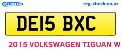 DE15BXC are the vehicle registration plates.