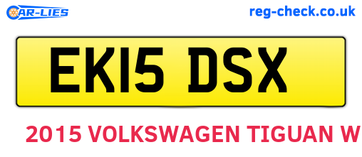 EK15DSX are the vehicle registration plates.