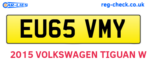 EU65VMY are the vehicle registration plates.
