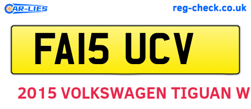 FA15UCV are the vehicle registration plates.