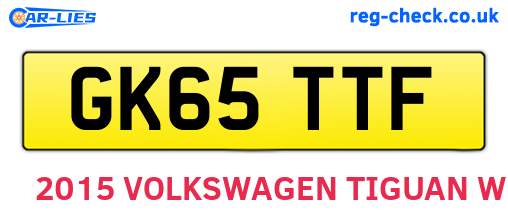 GK65TTF are the vehicle registration plates.