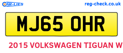 MJ65OHR are the vehicle registration plates.