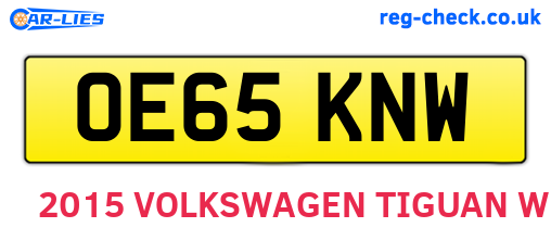 OE65KNW are the vehicle registration plates.