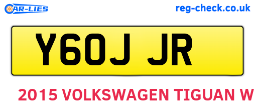 Y60JJR are the vehicle registration plates.