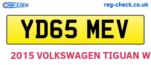 YD65MEV are the vehicle registration plates.