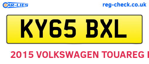 KY65BXL are the vehicle registration plates.