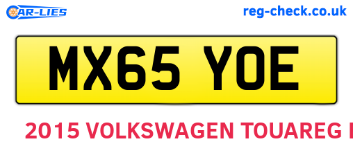 MX65YOE are the vehicle registration plates.