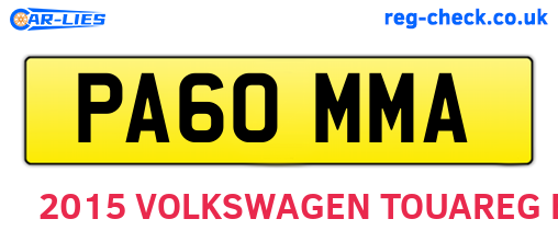 PA60MMA are the vehicle registration plates.