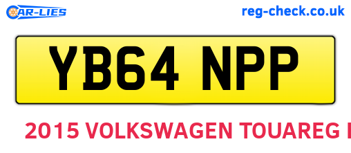 YB64NPP are the vehicle registration plates.