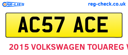 AC57ACE are the vehicle registration plates.