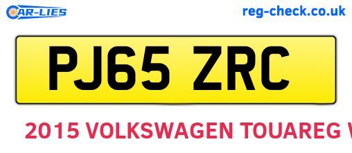 PJ65ZRC are the vehicle registration plates.