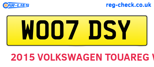 WO07DSY are the vehicle registration plates.
