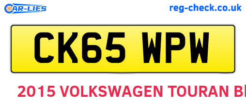 CK65WPW are the vehicle registration plates.