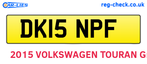 DK15NPF are the vehicle registration plates.