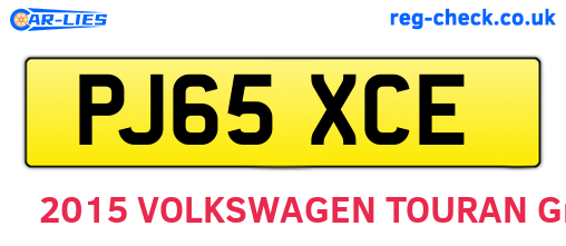PJ65XCE are the vehicle registration plates.