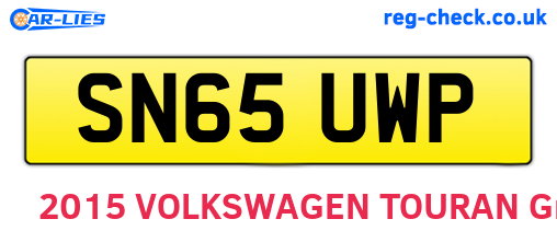 SN65UWP are the vehicle registration plates.