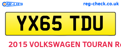 YX65TDU are the vehicle registration plates.