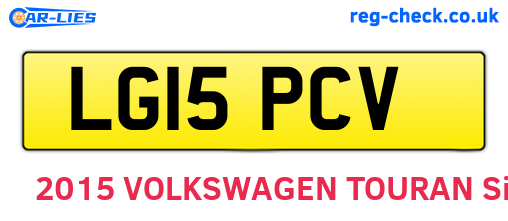 LG15PCV are the vehicle registration plates.