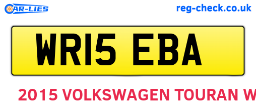 WR15EBA are the vehicle registration plates.