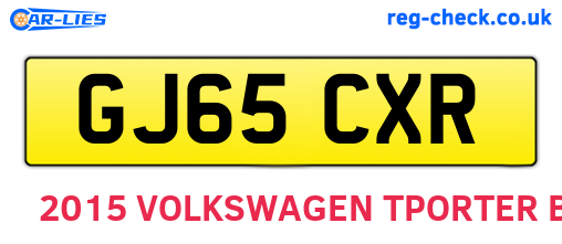 GJ65CXR are the vehicle registration plates.
