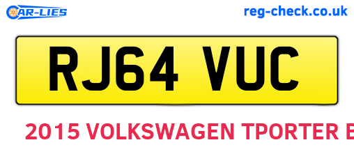 RJ64VUC are the vehicle registration plates.