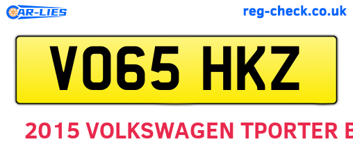 VO65HKZ are the vehicle registration plates.