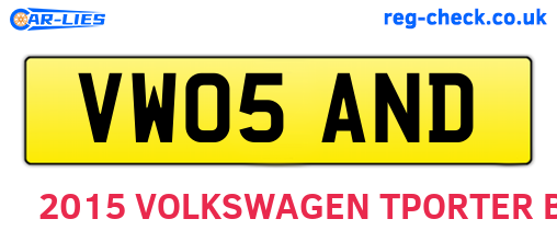 VW05AND are the vehicle registration plates.