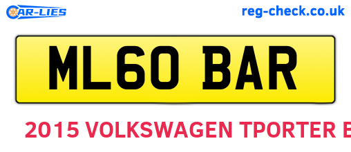 ML60BAR are the vehicle registration plates.