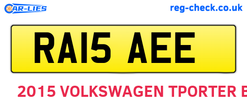 RA15AEE are the vehicle registration plates.